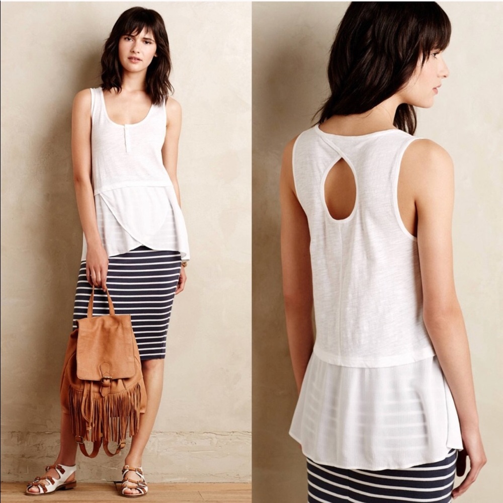 Anthropologie Little Yellow Button Henley Tank